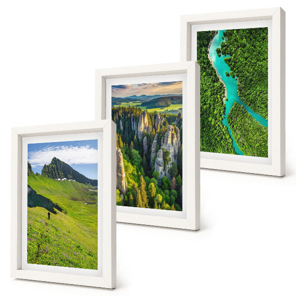 Mur de cadres Paysages de montagnes verdoyantes avec une rivière et des rochers