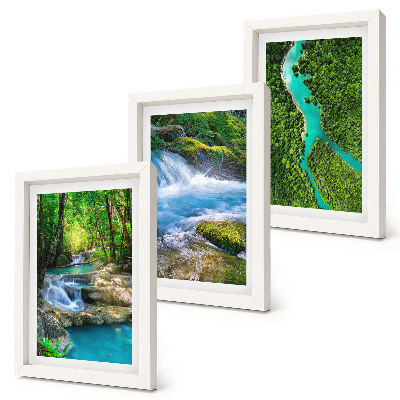 Lot de 3 tableaux Forêts verdoyantes et eaux cristallines des rivières