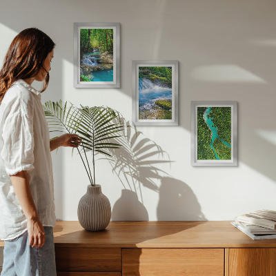 Lot de 3 tableaux Forêts verdoyantes et eaux cristallines des rivières