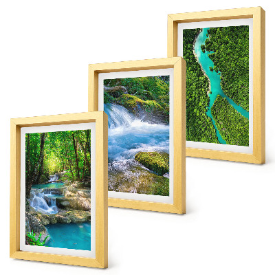 Lot de 3 tableaux Forêts verdoyantes et eaux cristallines des rivières