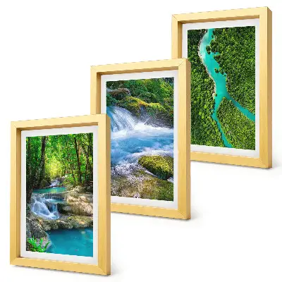 Lot de 3 tableaux représentant des forêts verdoyantes et des rivières aux eaux cristallines