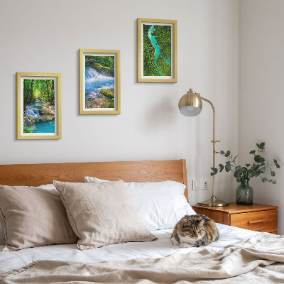 Lot de 3 tableaux Forêts verdoyantes et eaux cristallines des rivières