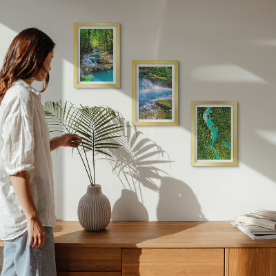Lot de 3 tableaux Forêts verdoyantes et eaux cristallines des rivières
