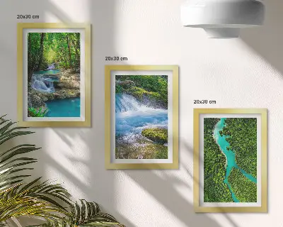 Lot de 3 tableaux représentant des forêts verdoyantes et des rivières aux eaux cristallines