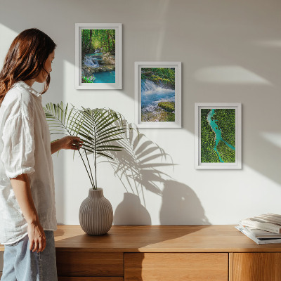 Lot de 3 tableaux Forêts verdoyantes et eaux cristallines des rivières