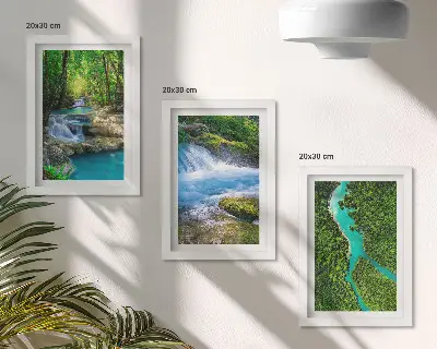 Lot de 3 tableaux représentant des forêts verdoyantes et des rivières aux eaux cristallines