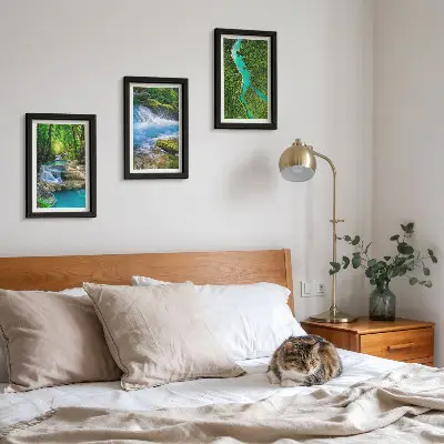Lot de 3 tableaux représentant des forêts verdoyantes et des rivières aux eaux cristallines