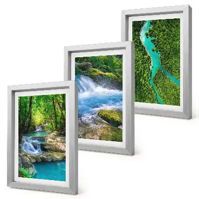 Lot de 3 tableaux représentant des forêts verdoyantes et des rivières aux eaux cristallines