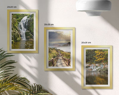 Mur de cadres Cascades, montagnes, chemins de nuages ​​et paysages d'automne