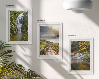 Mur de cadres Cascades, montagnes, chemins de nuages ​​et paysages d'automne