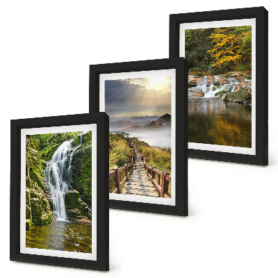 Mur de cadres Cascades, montagnes, chemins de nuages ​​et paysages d'automne