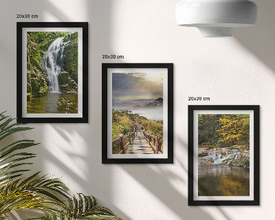 Mur de cadres Cascades, montagnes, chemins de nuages ​​et paysages d'automne