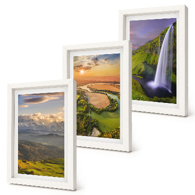 Ensemble de 3 tableaux Vues sur la rivière de montagne et les cascades en pleine nature