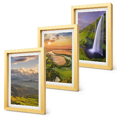 Ensemble de 3 tableaux Vues sur la rivière de montagne et les cascades en pleine nature