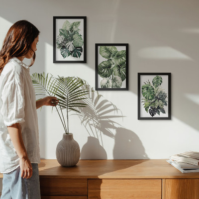Mur de cadres Aquarelles de feuilles vertes de plantes tropicales