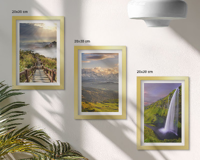 Lot de 3 tableaux Paysages de montagne pittoresques avec une cascade et un sentier