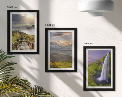 Lot de 3 tableaux Paysages de montagne pittoresques avec une cascade et un sentier