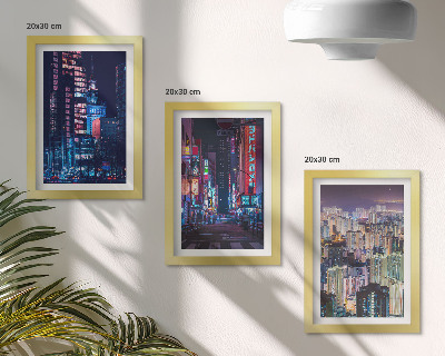 Mur de cadres Vues nocturnes de villes illuminées au néon