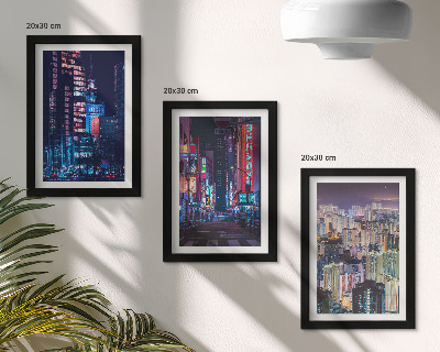 Mur de cadres Vues nocturnes de villes illuminées au néon