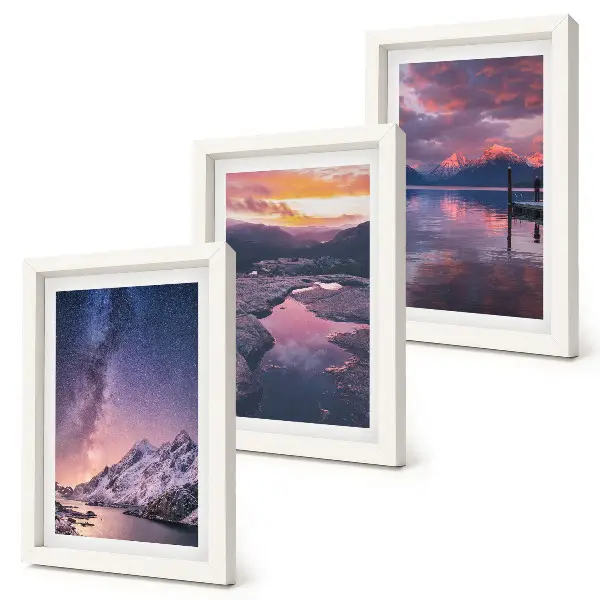 Lot de 3 tableaux représentant des paysages naturels de montagnes et d'eau