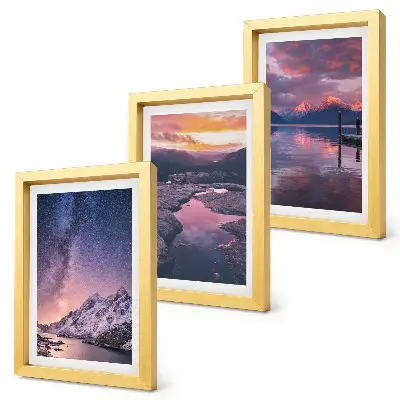 Lot de 3 tableaux représentant des paysages naturels de montagnes et d'eau