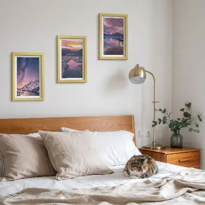 Lot de 3 tableaux représentant des paysages naturels de montagnes et d'eau