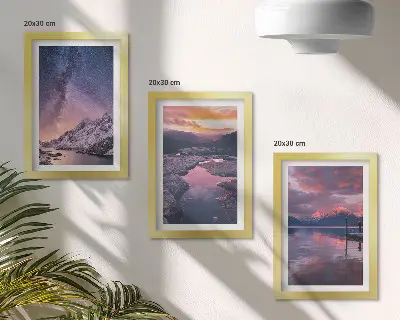 Lot de 3 tableaux représentant des paysages naturels de montagnes et d'eau