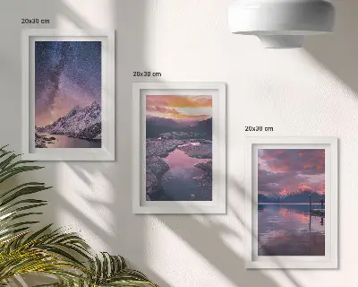 Lot de 3 tableaux représentant des paysages naturels de montagnes et d'eau