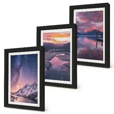Lot de 3 tableaux représentant des paysages naturels de montagnes et d'eau