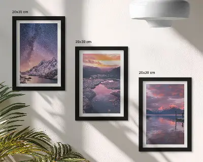 Lot de 3 tableaux représentant des paysages naturels de montagnes et d'eau