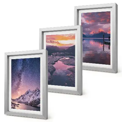 Lot de 3 tableaux représentant des paysages naturels de montagnes et d'eau