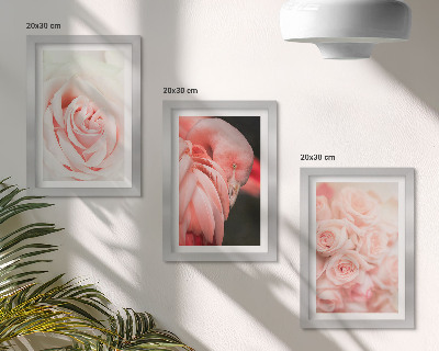 Ensemble de 3 tableaux Rose pastel et flamant rose dans des nuances délicates