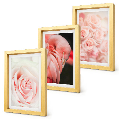 Ensemble de 3 tableaux Rose pastel et flamant rose dans des nuances délicates