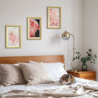 Ensemble de 3 tableaux Rose pastel et flamant rose dans des nuances délicates
