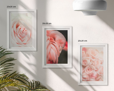 Ensemble de 3 tableaux Rose pastel et flamant rose dans des nuances délicates