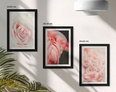 Ensemble de 3 tableaux Rose pastel et flamant rose dans des nuances délicates