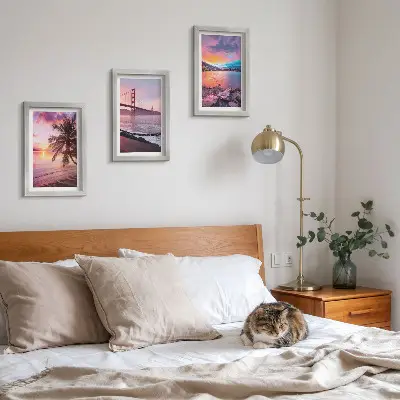 Tableaux couchers de soleil sur le pont et paysage aquatique lot de 3 pièces