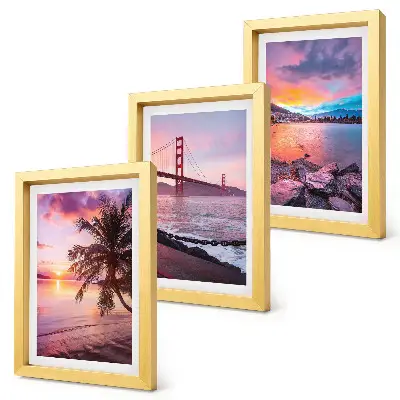 Tableaux couchers de soleil sur le pont et paysage aquatique lot de 3 pièces