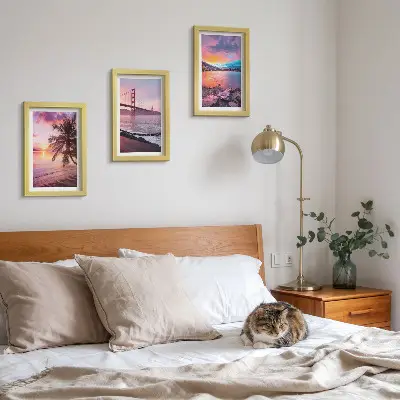 Tableaux couchers de soleil sur le pont et paysage aquatique lot de 3 pièces