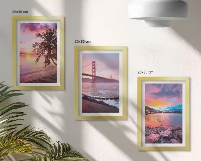 Tableaux couchers de soleil sur le pont et paysage aquatique lot de 3 pièces
