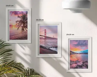 Tableaux couchers de soleil sur le pont et paysage aquatique lot de 3 pièces