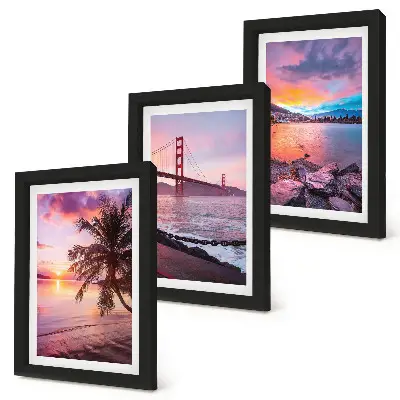 Tableaux couchers de soleil sur le pont et paysage aquatique lot de 3 pièces