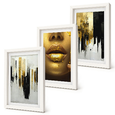 Ensemble de 3 tableaux Peinture abstraite et portrait d'une femme