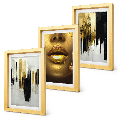 Ensemble de 3 tableaux Peinture abstraite et portrait d'une femme