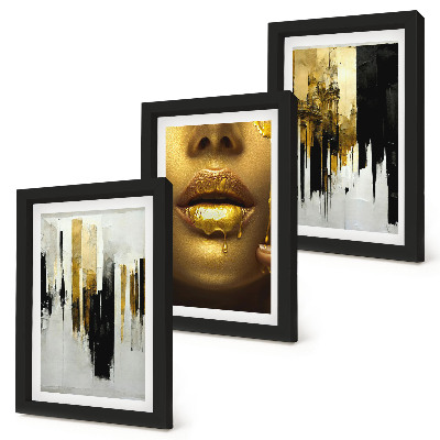 Ensemble de 3 tableaux Peinture abstraite et portrait d'une femme