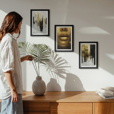 Ensemble de 3 tableaux Peinture abstraite et portrait d'une femme