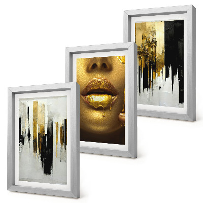 Ensemble de 3 tableaux Peinture abstraite et portrait d'une femme