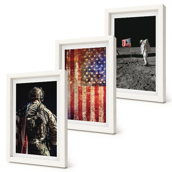 Ensemble de 3 tableaux Symboles nationaux américains Drapeau des États-Unis