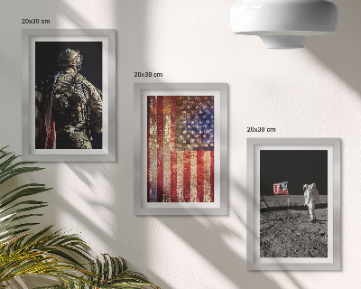 Ensemble de 3 tableaux Symboles nationaux américains Drapeau des États-Unis