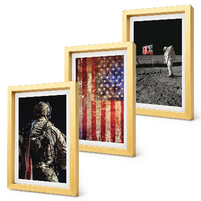 Ensemble de 3 tableaux Symboles nationaux américains Drapeau des États-Unis